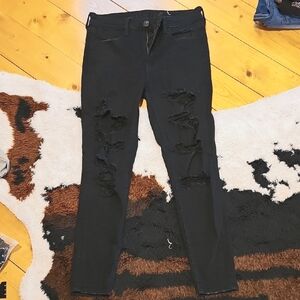 Black Distressed Women's Jeans American Eagle
